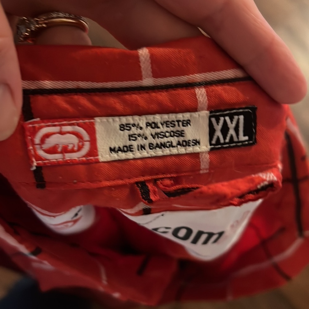 Echo Complex Red/Black/White Pattern Button Down … - image 7